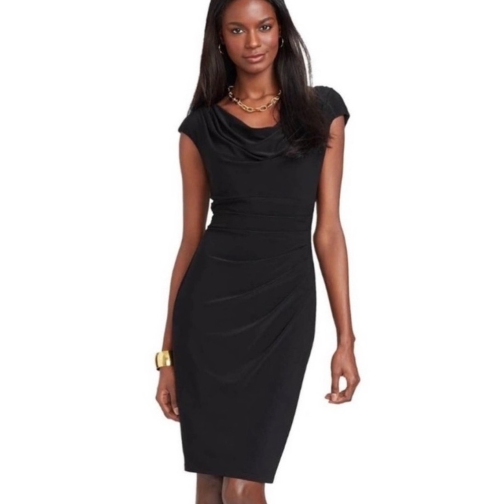 Lauren Ralph Lauren Black Cowl Neck Midi Dress